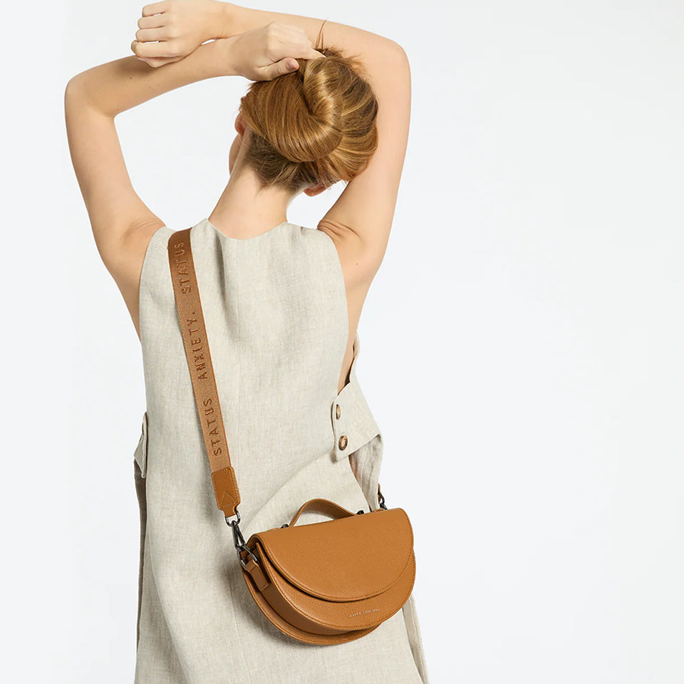Status Anxiety All Nighter With Webbed Strap Tan Stencil