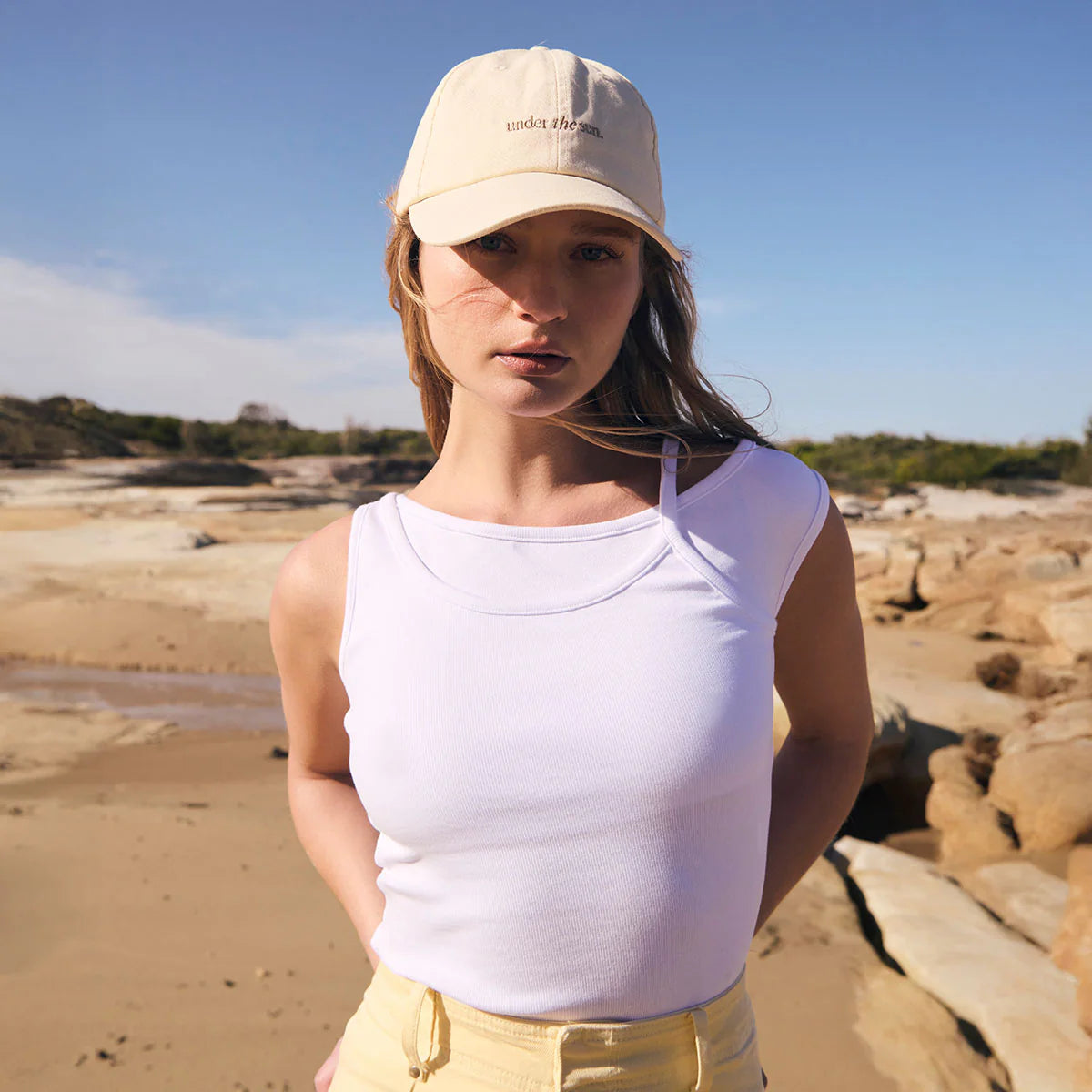 Status Anxiety Under The Sun Cap - Cream - Stencil