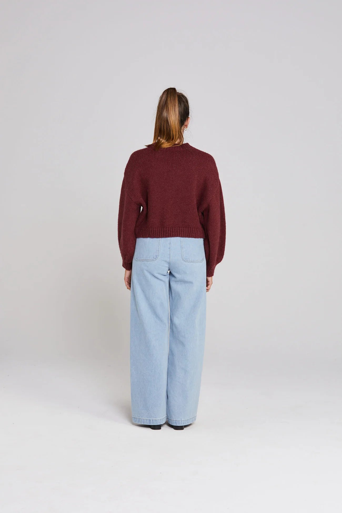 Thing Thing Huddle Cardigan - Winter Rouge - Stencil