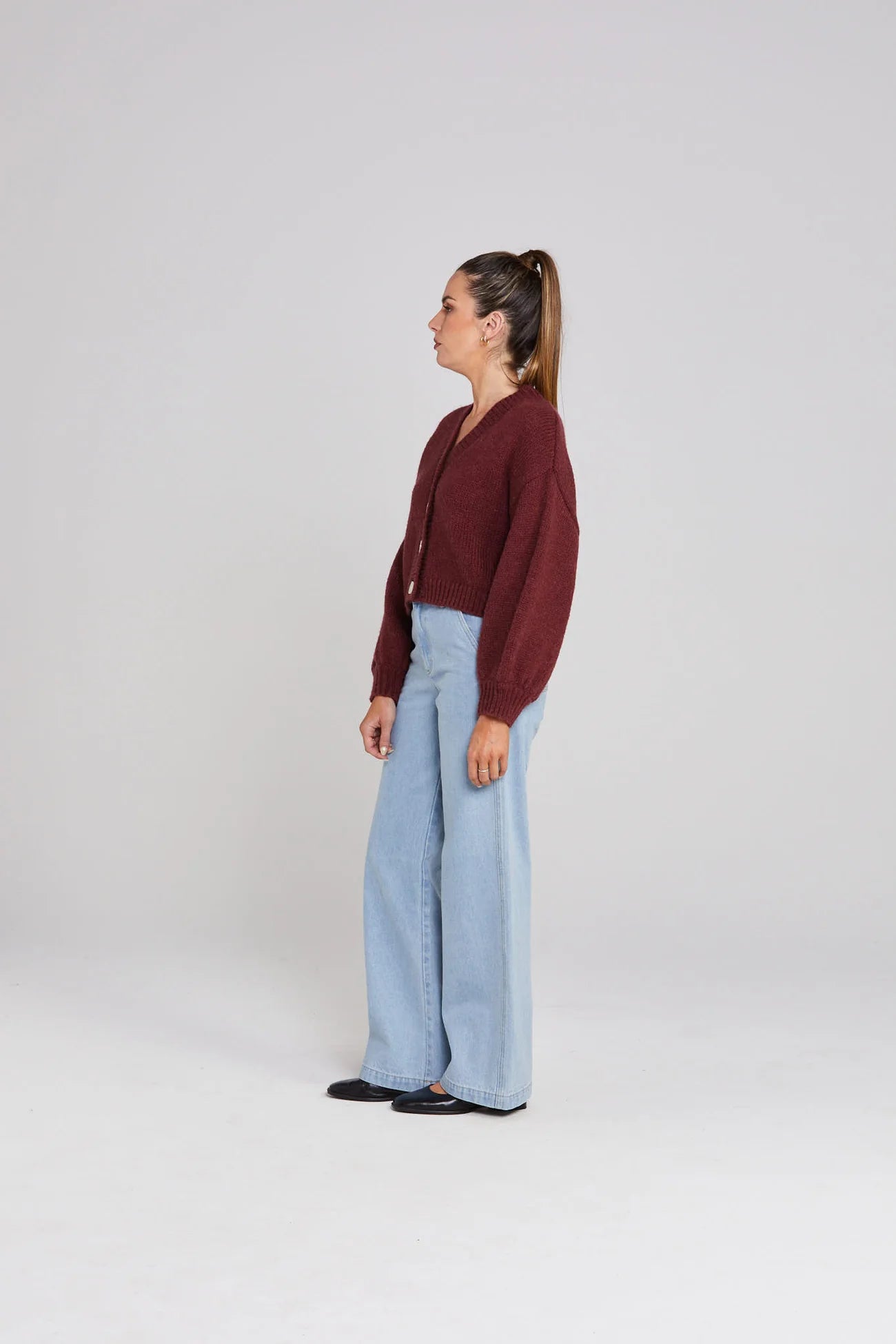 Thing Thing Huddle Cardigan - Winter Rouge - Stencil