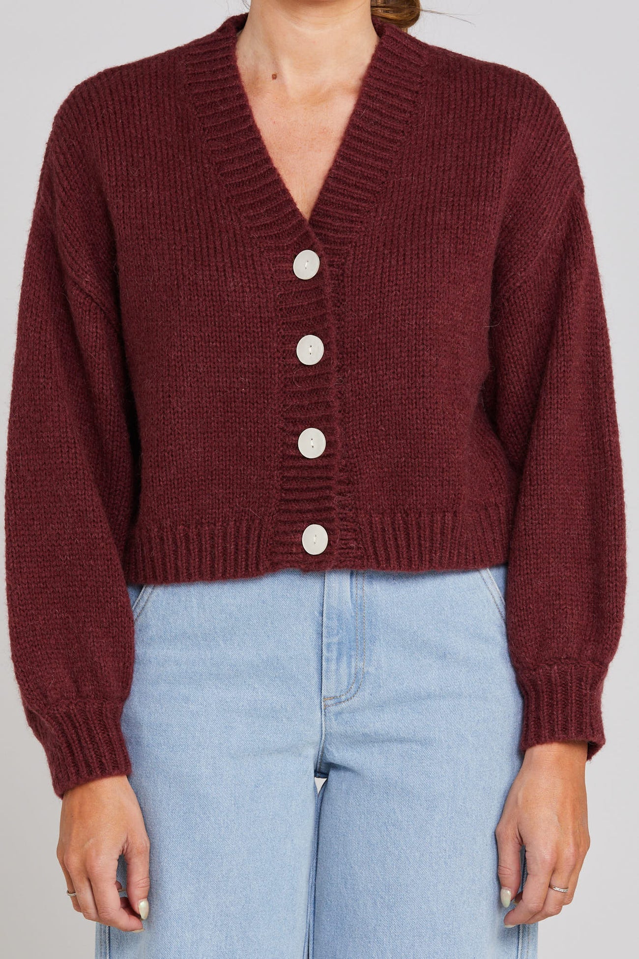 Thing Thing Huddle Cardigan - Winter Rouge - Stencil