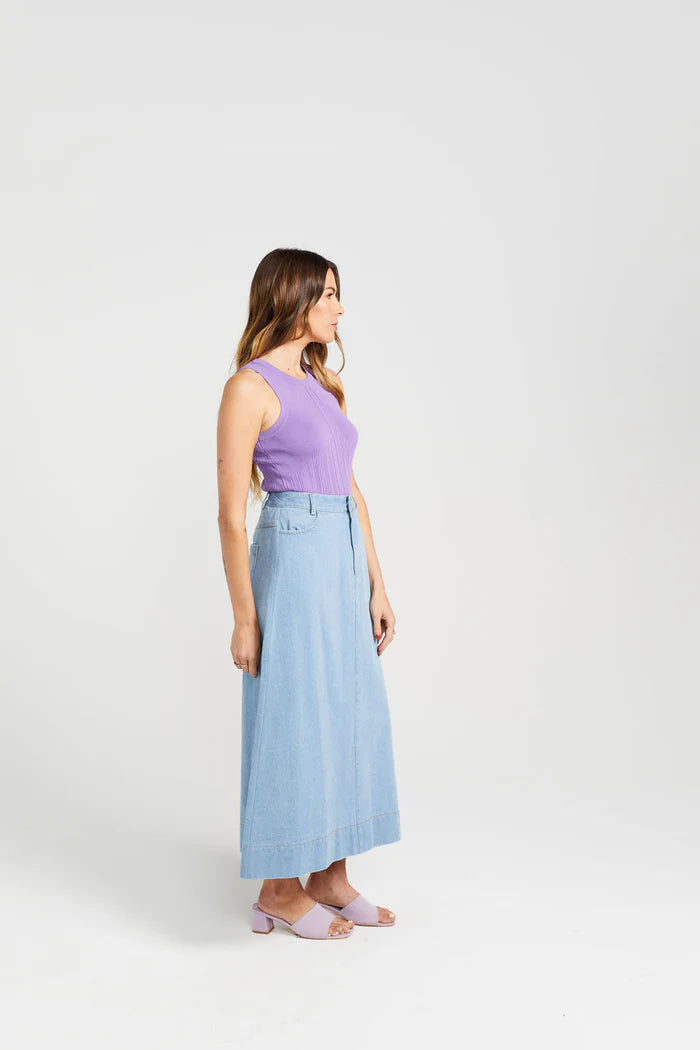 Thing Thing Bettie Skirt - Stone Wash Denim - Stencil