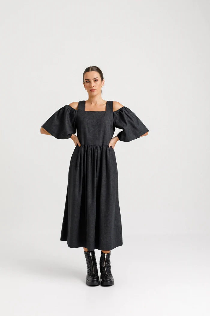 Thing Thing Cut Away Dress - Sooty - Stencil