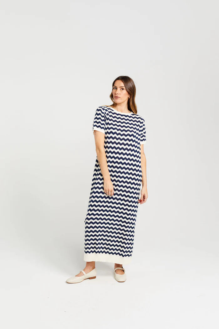 Thing Thing Squiggle Dress - Unbleached Navy