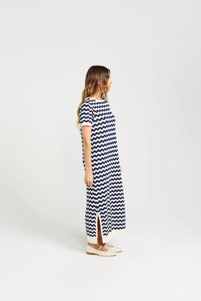 Thing Thing Squiggle Dress - Unbleached Navy