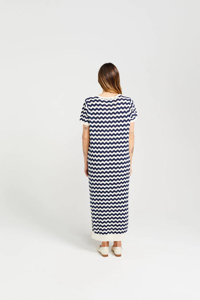 Thing Thing Squiggle Dress - Unbleached Navy