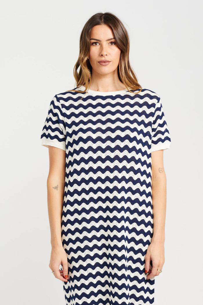 Thing Thing Squiggle Dress - Unbleached Navy