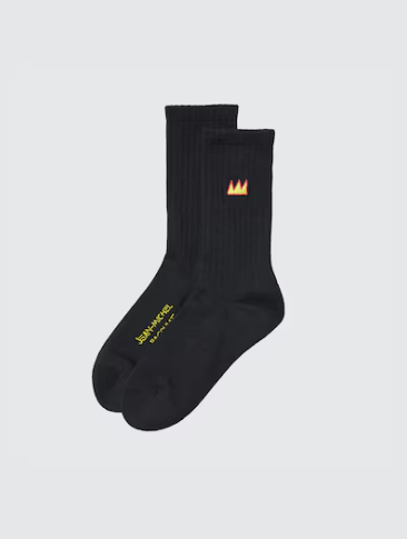 Uniqlo Basquiat Crown Socks - 09 Black - Stencil