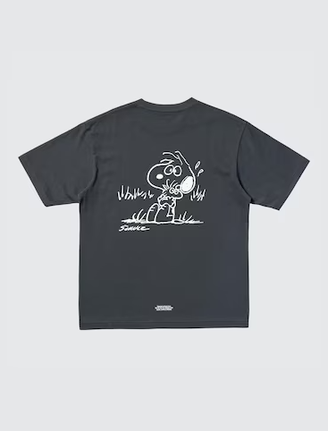 Uniqlo PEANUTS Oversized UT Short Sleeve Graphic T-shirt - 08 Dark Grey