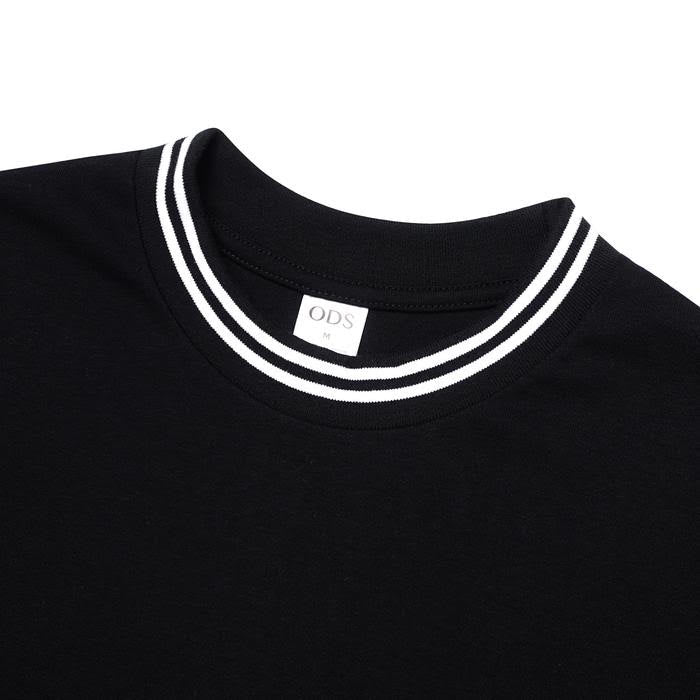 ODS Stripe Neck Tee - Black/White - Stencil