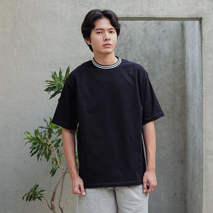 ODS Stripe Neck Tee - Black/White - Stencil