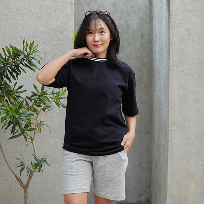 ODS Stripe Neck Tee - Black/White - Stencil