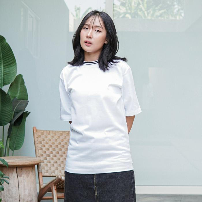 ODS Stripe Neck Tee - White/Black