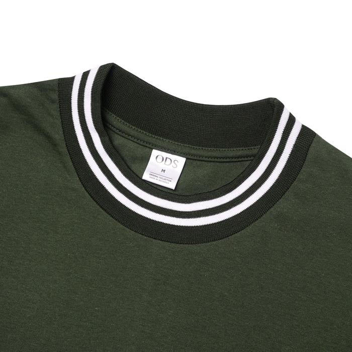 ODS Stripe Neck Tee - Army/White - Stencil