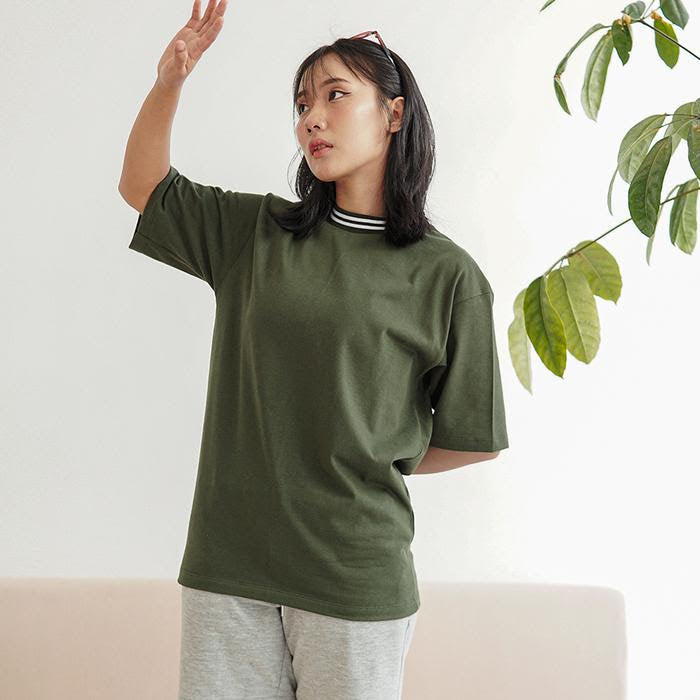 ODS Stripe Neck Tee - Army/White - Stencil