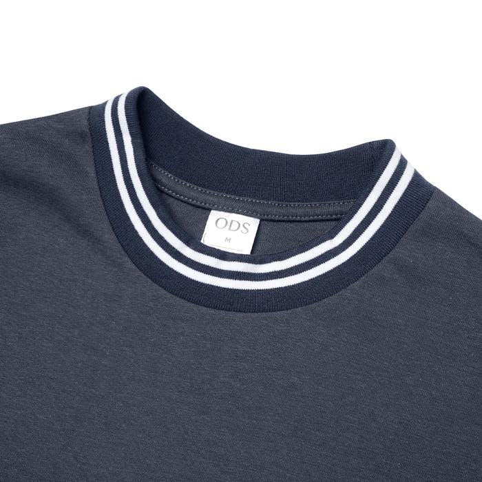 ODS Stripe Neck Tee - Dark Grey/White - Stencil