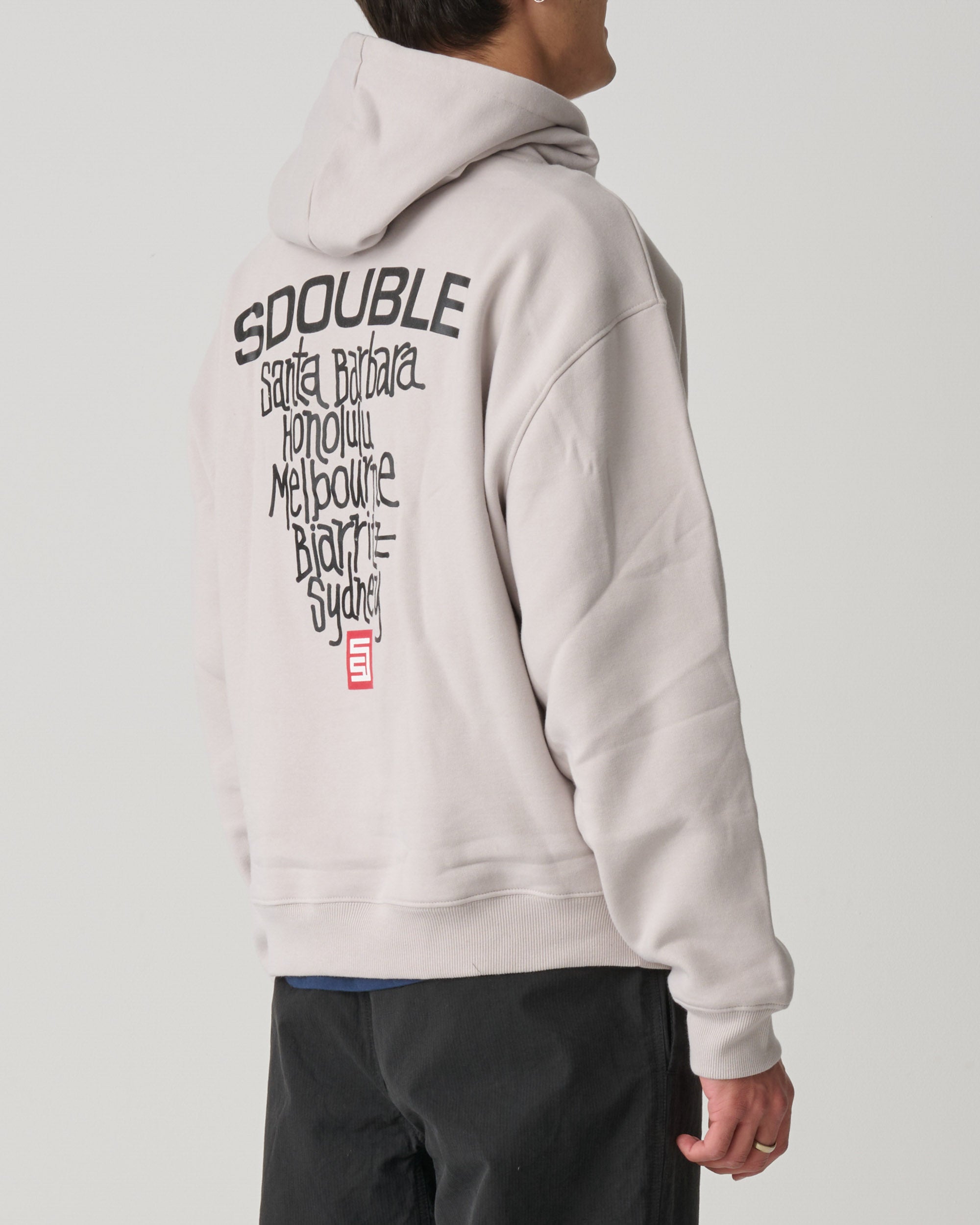 S-Double Cities Fleece Hood - Ice Grey - Stencil