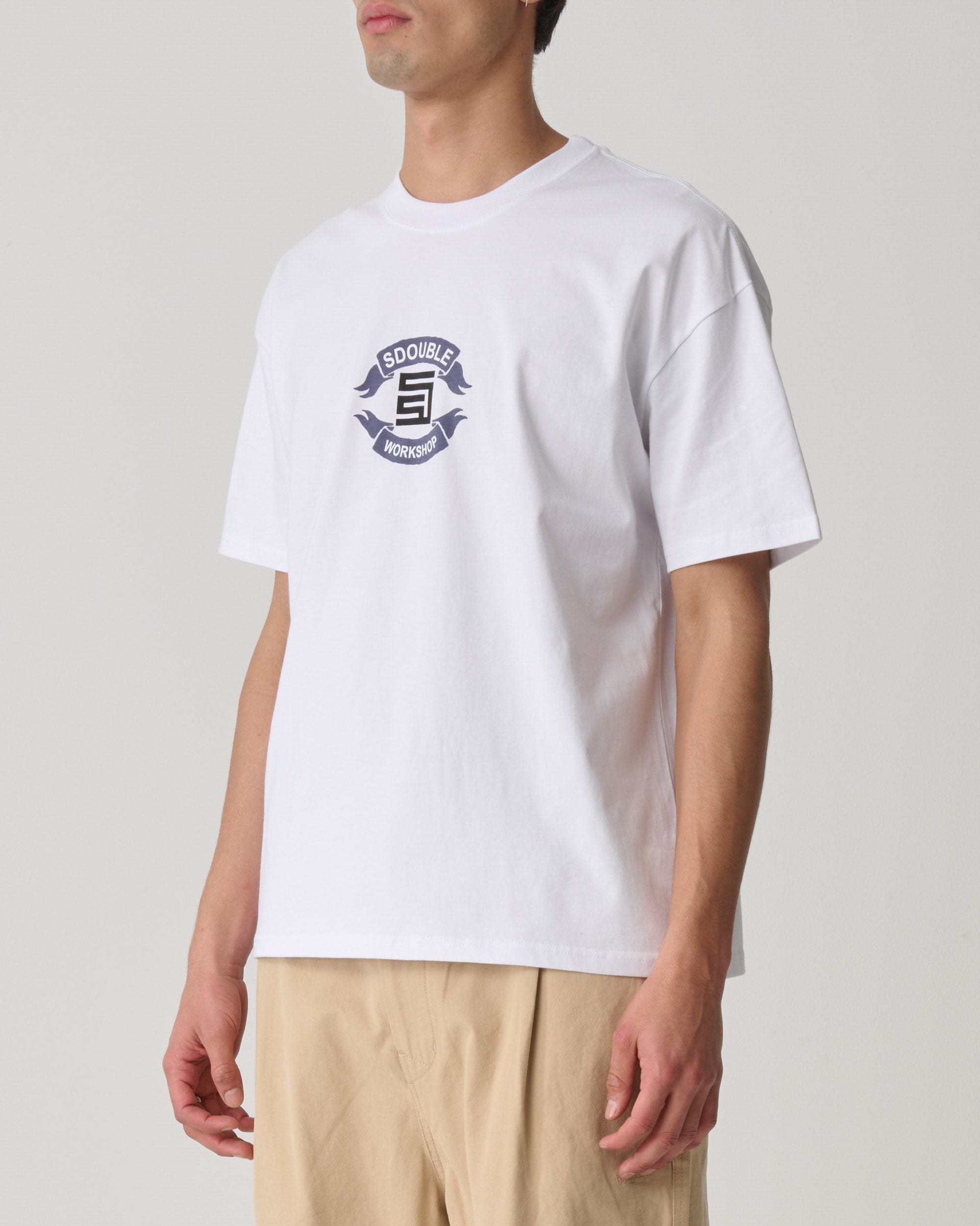 S-Double Banners SS Tee - White - Stencil