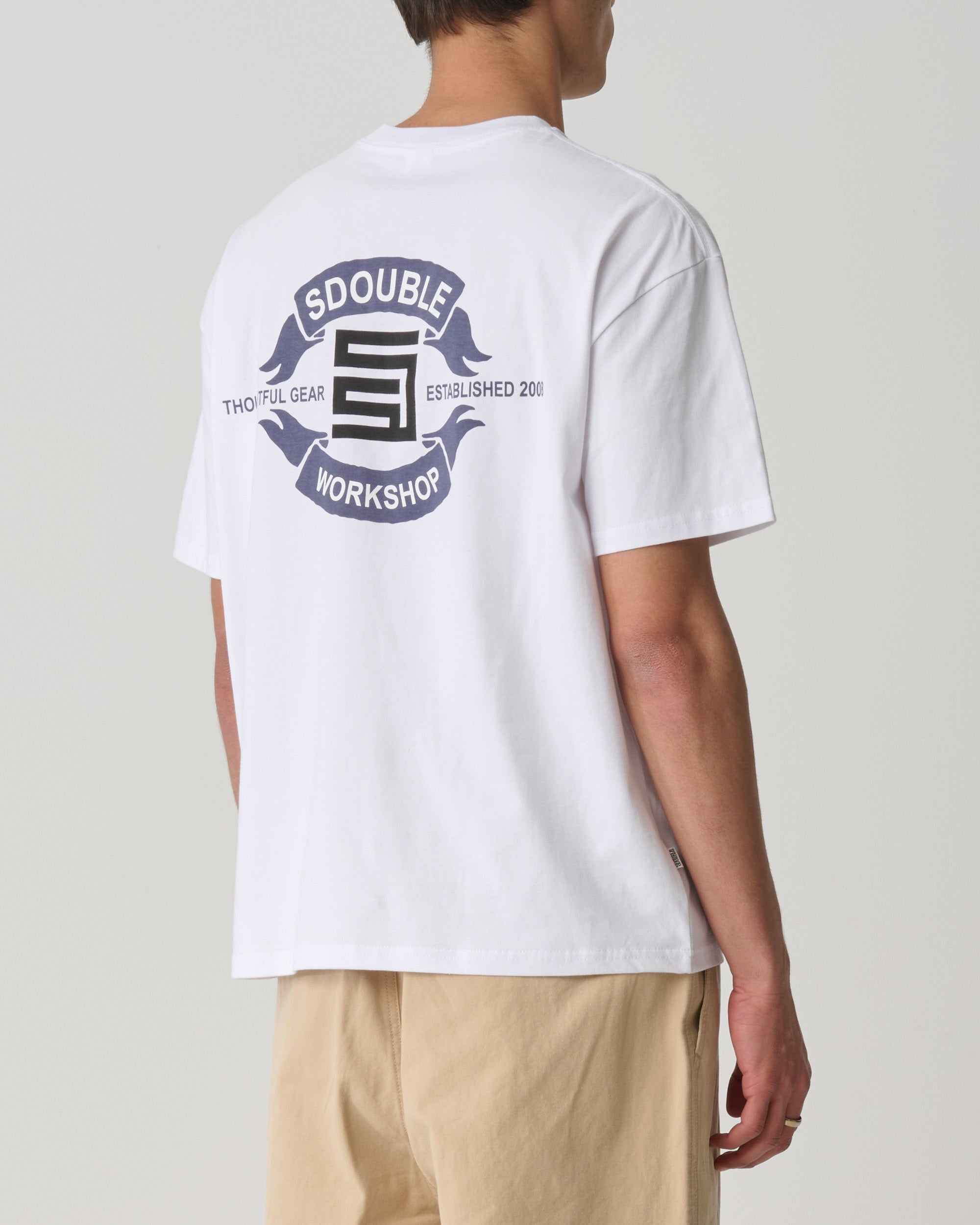 S-Double Banners SS Tee - White - Stencil