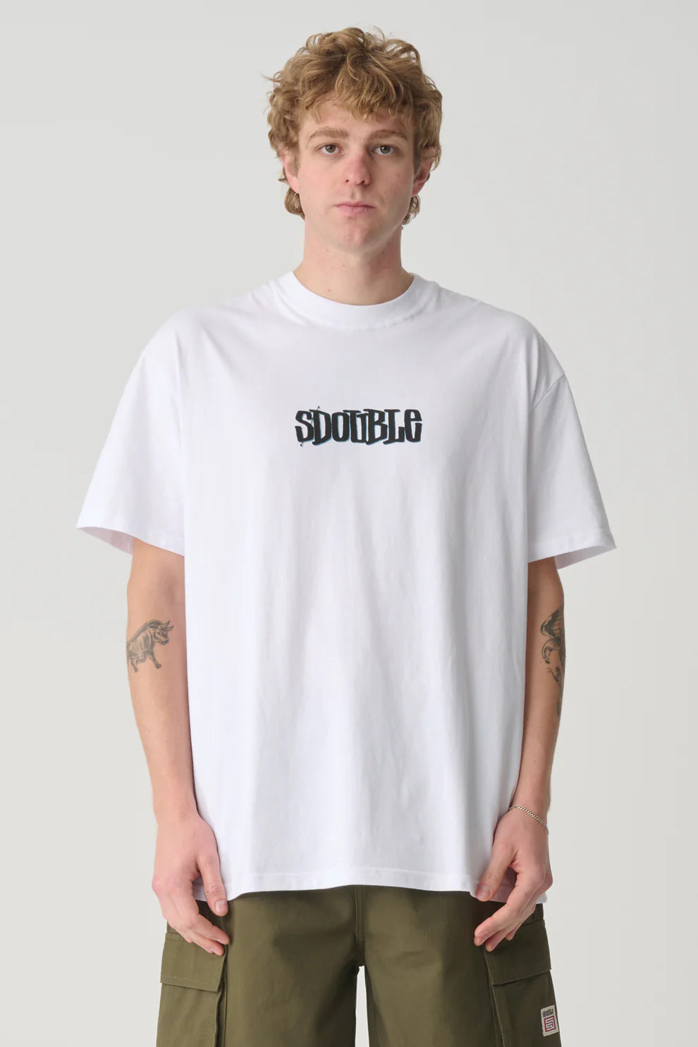 S-Double Pintails Tee - White - Stencil