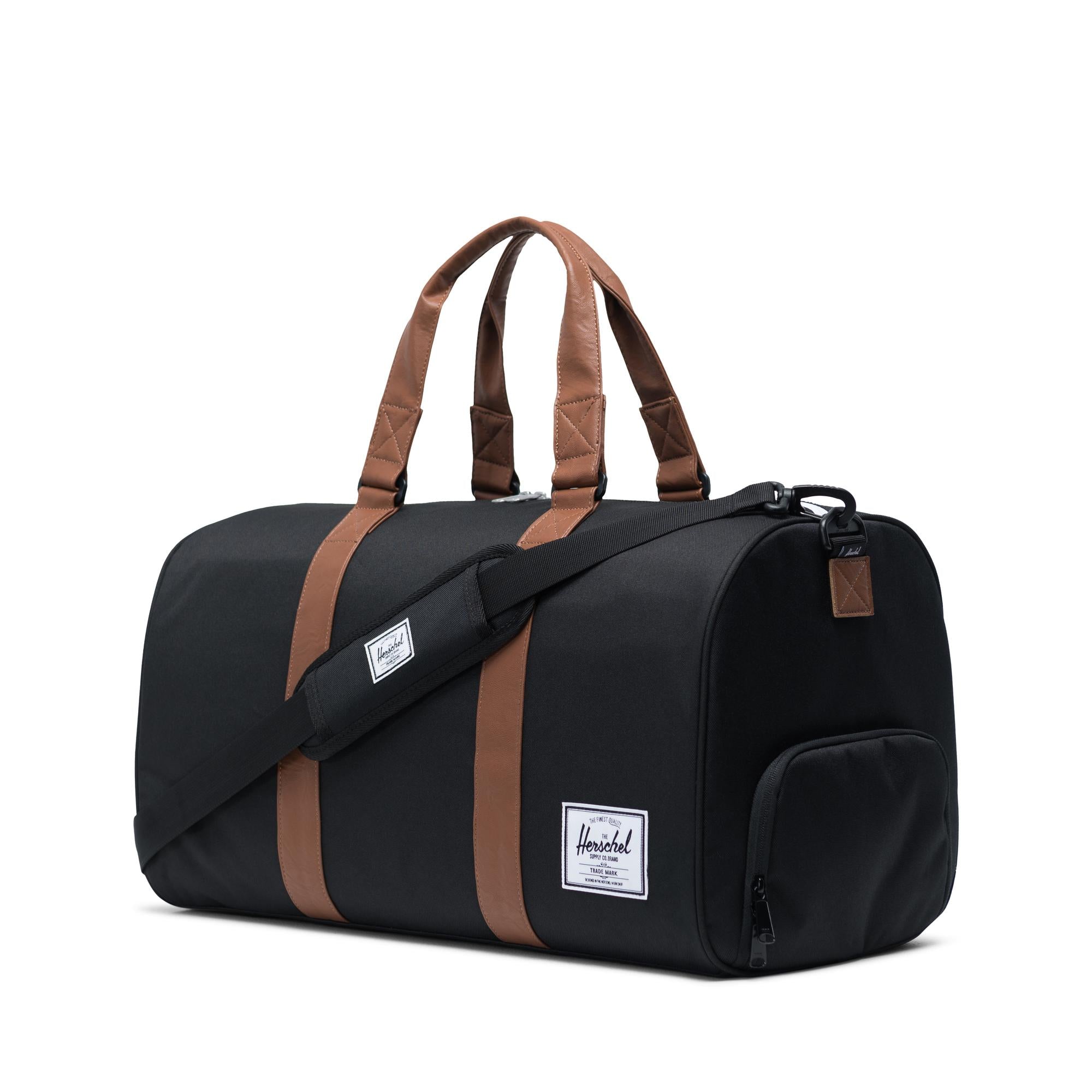 Herschel Novel Duffle Black With Tan - Stencil