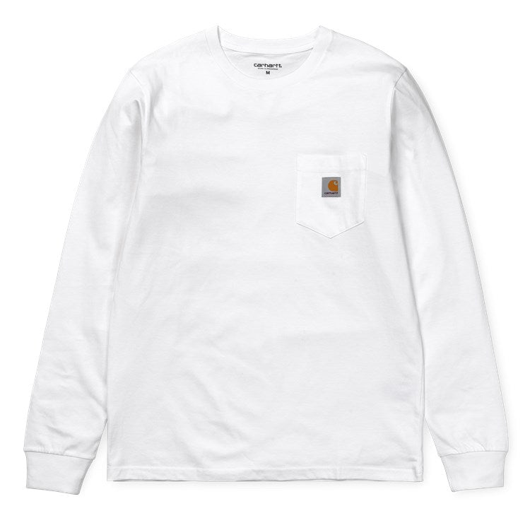 Carhartt L/S Pocket T-Shirt - White - Stencil