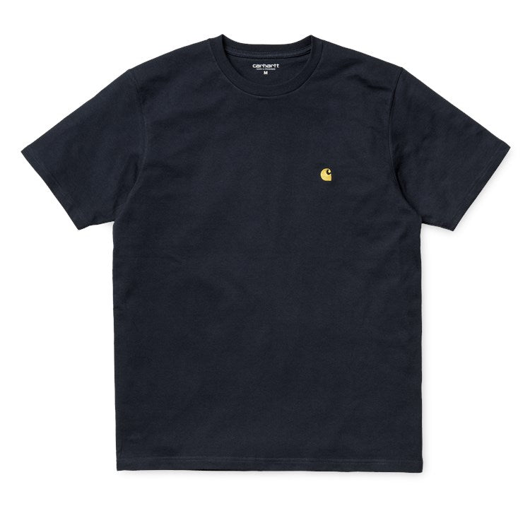Carhartt Short Sleeve Chase T Shirt Dark Navy/ Gold - Stencil
