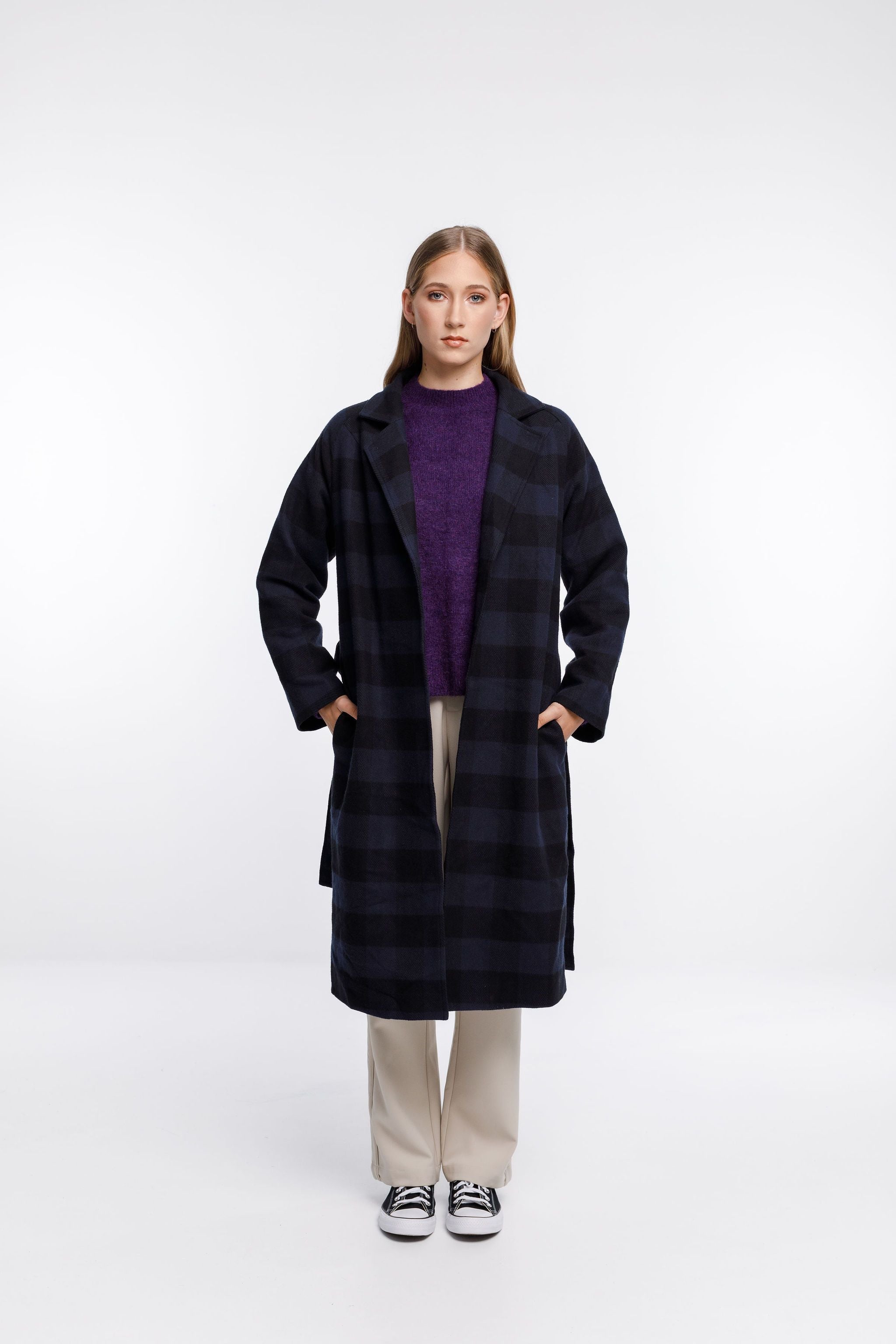 Thing Thing Clement Coat Navy Check - Stencil