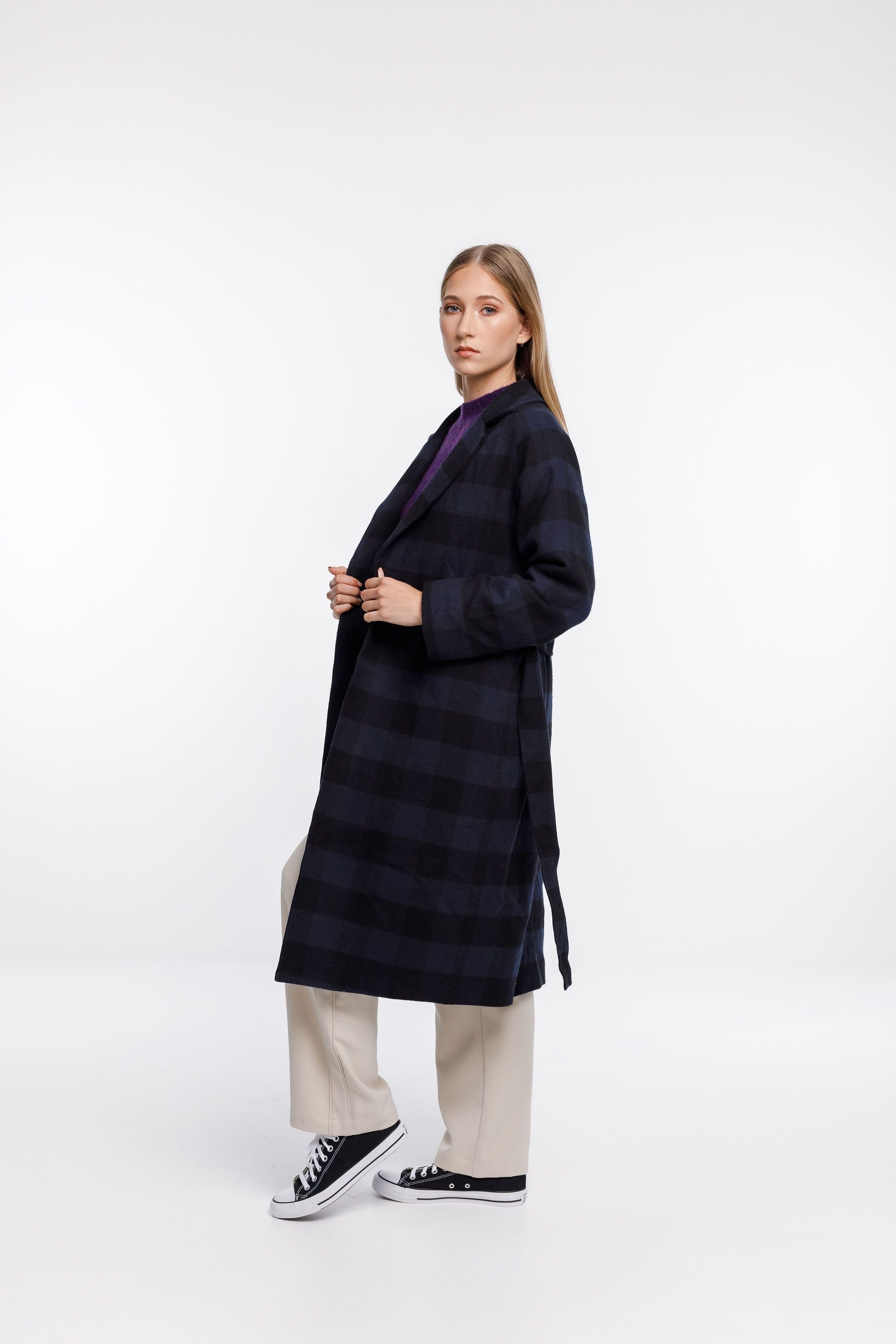 Thing Thing Clement Coat Navy Check - Stencil