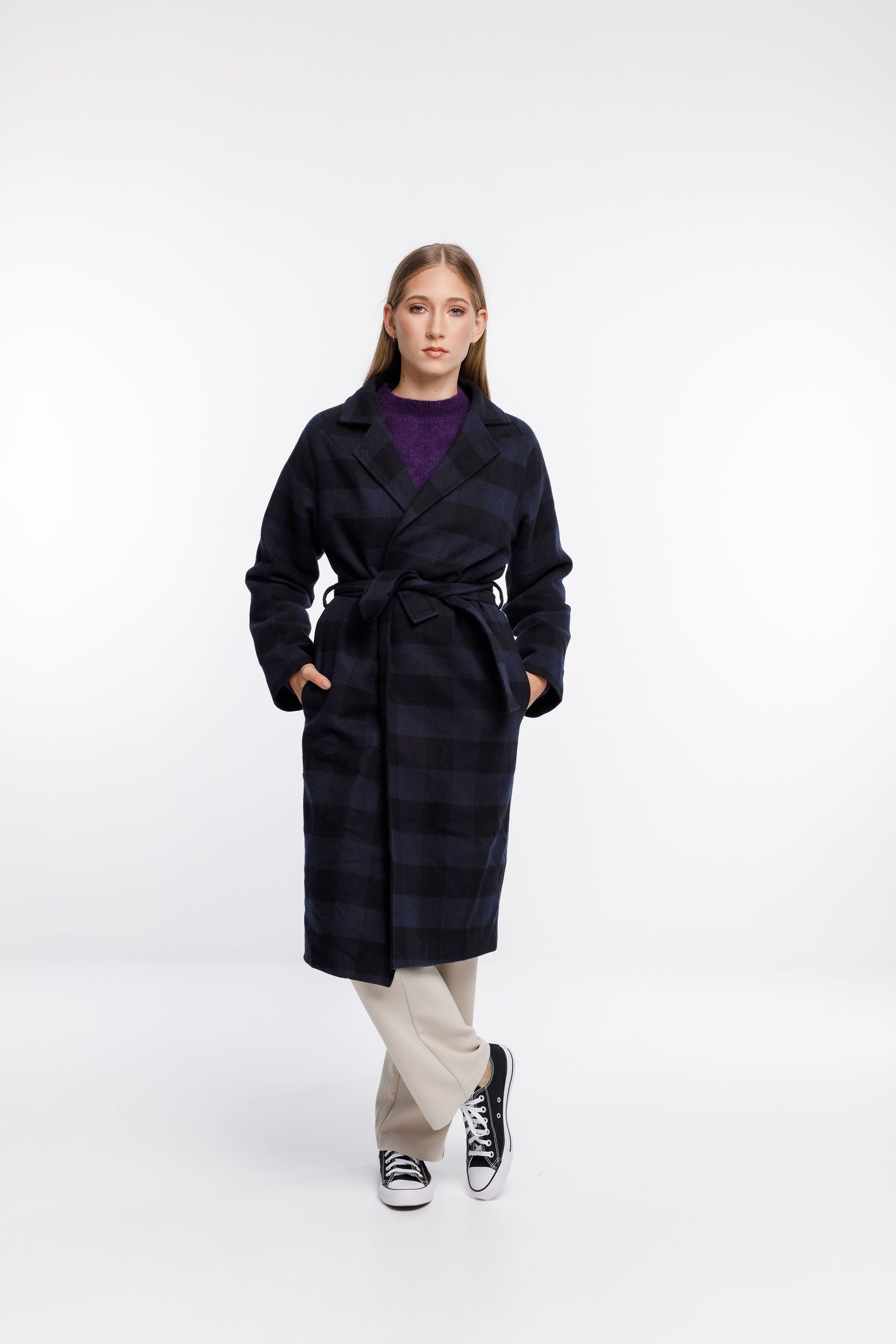 Thing Thing Clement Coat Navy Check - Stencil