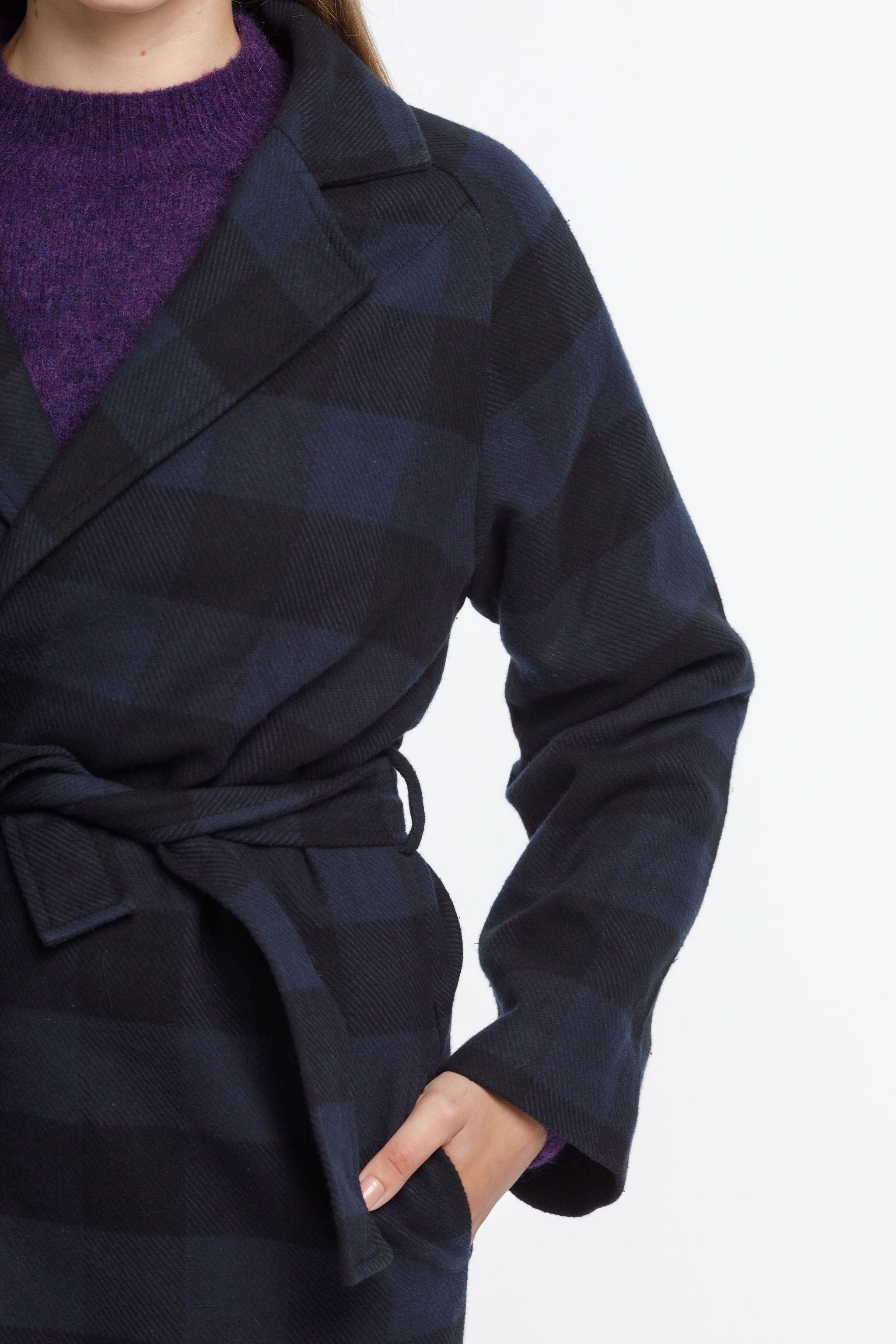Thing Thing Clement Coat Navy Check - Stencil