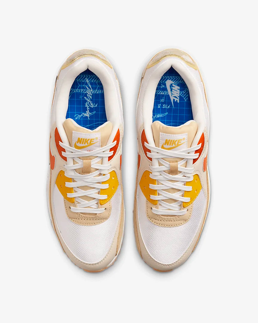Nike Air Max 90 SE - Summit White / Lemon Wash / Safety Orange - Stencil