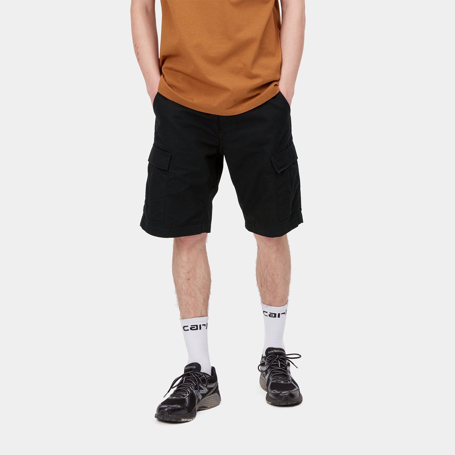 Carhartt Aviation Shorts - Black Rinsed - Stencil