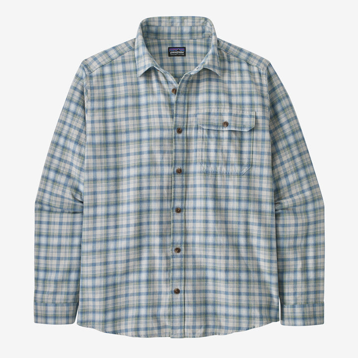 Patagonia Men's Long-Sleeved Cotton in Conversion Lightweight Fjord Flannel Shirt Ombre Vintage Light Plume Grey