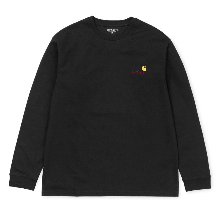 Carhartt L/S American Script T-Shirt - Black - Stencil