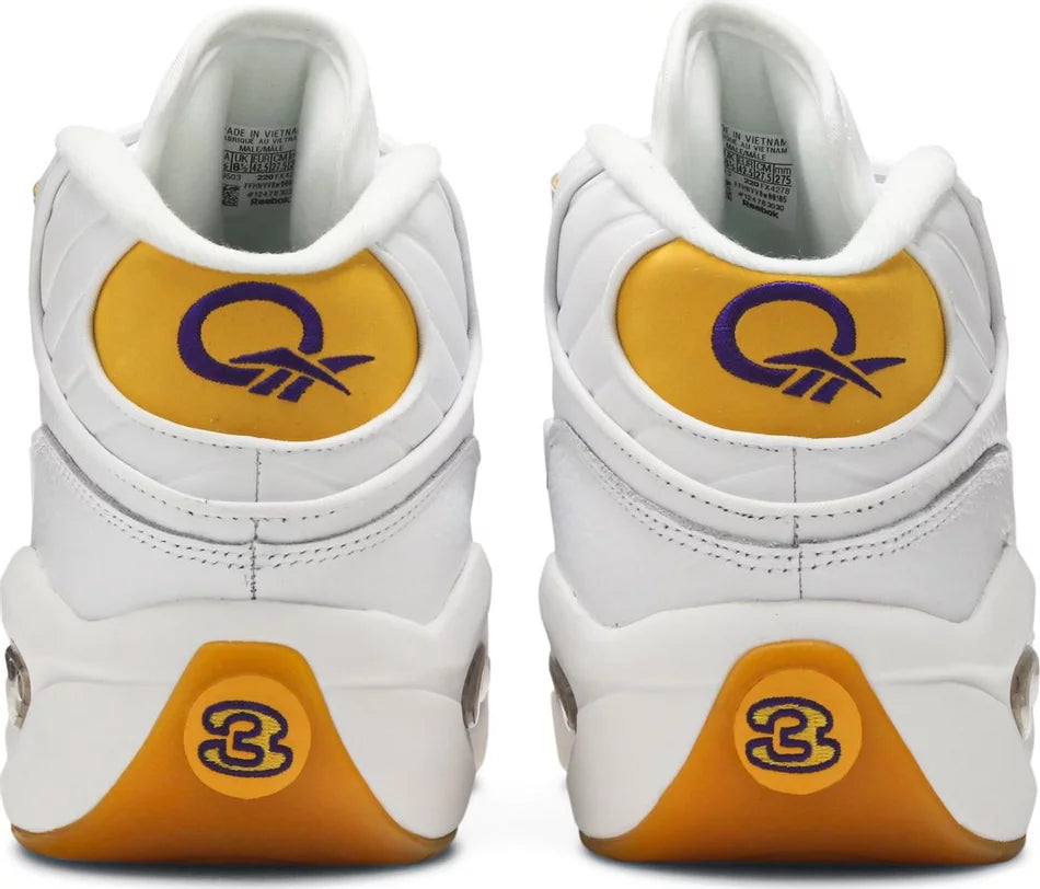 Reebok Question Mid - White / Yellow Thread / Ultraviolet - Stencil
