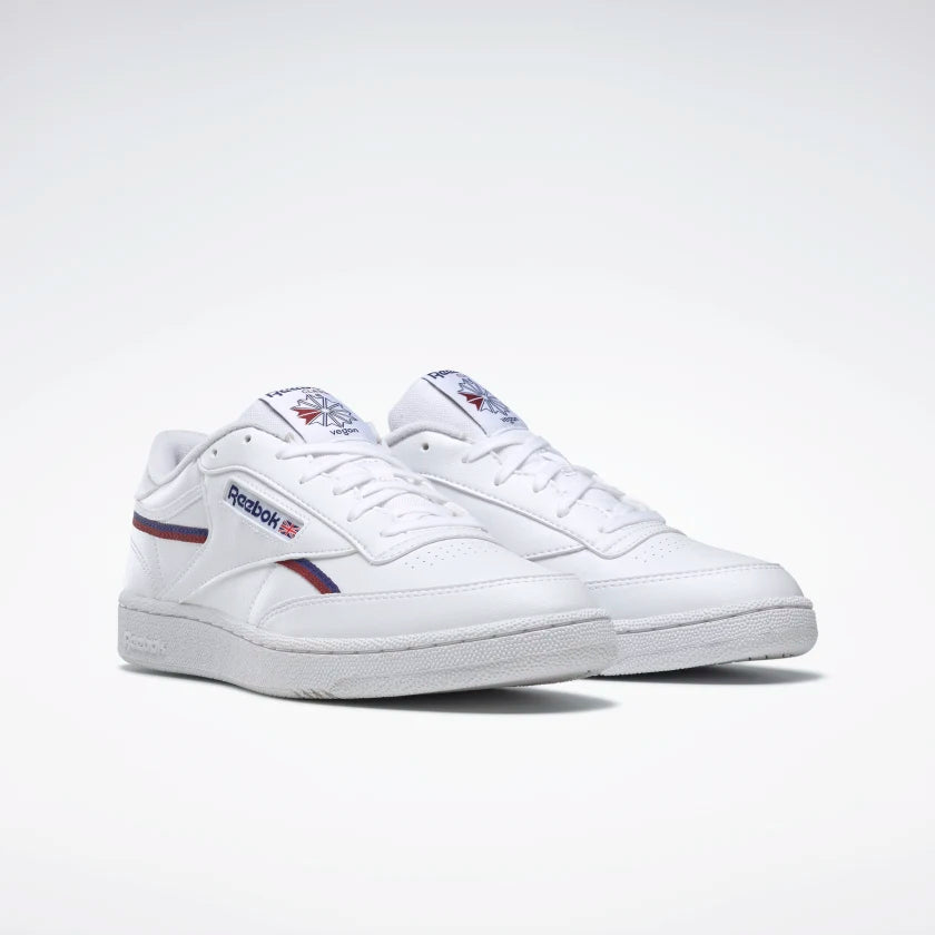 Reebok Club C 85 Vegan - White / Classic Cobalt / Classic Burgundy