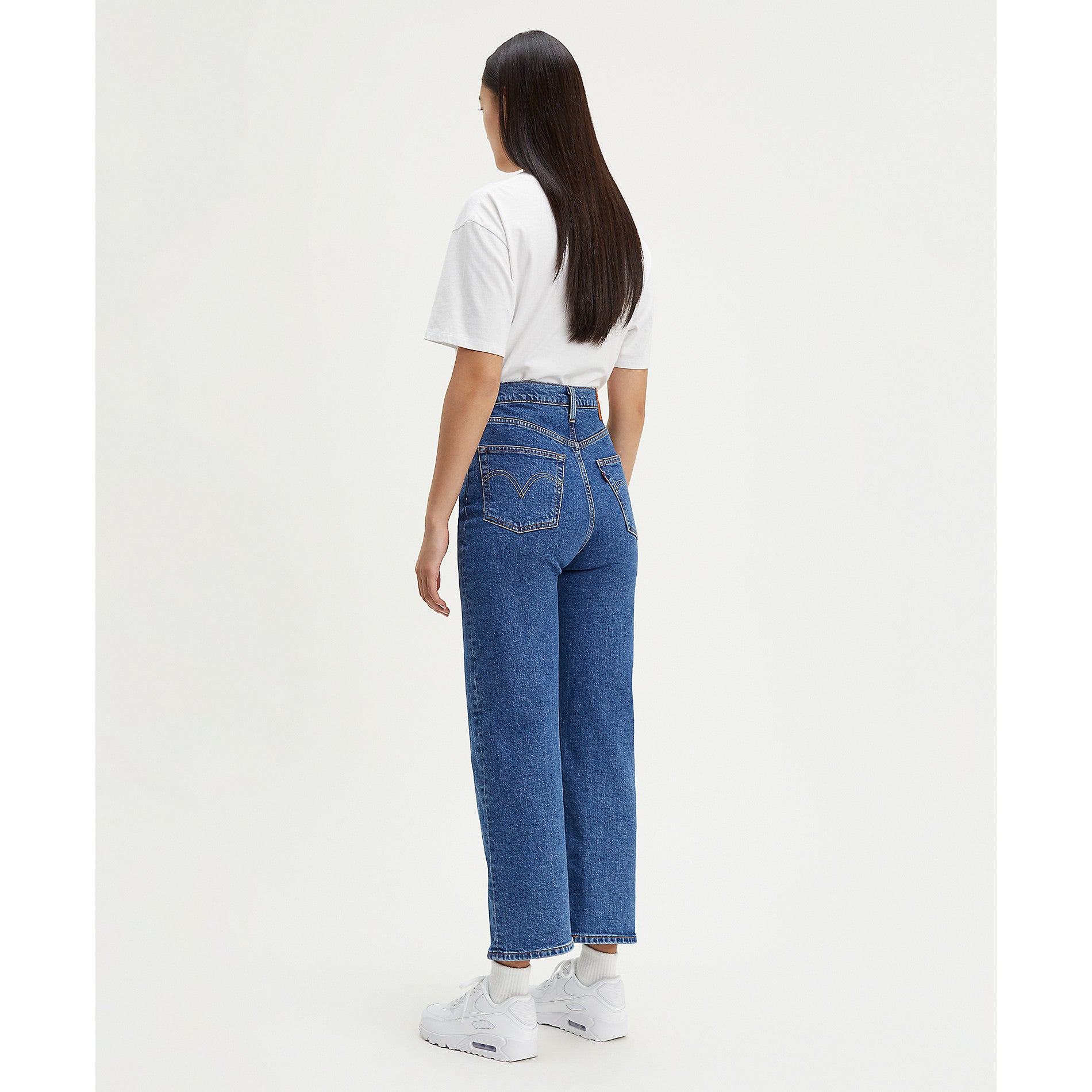 Levis Ribcage Straight Ankle Georgie Medium Wash - Stencil
