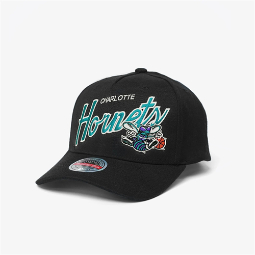 Mitchell & Ness NBA Classic Script Red Snap Back Hornets Black - Stencil