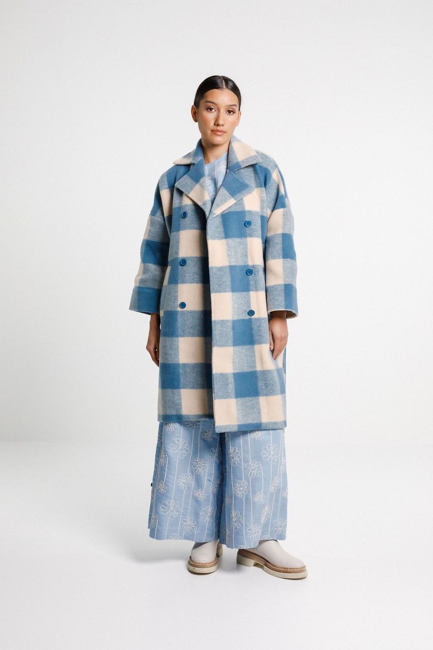 Thing Thing Dixie Coat Soft Blue Check