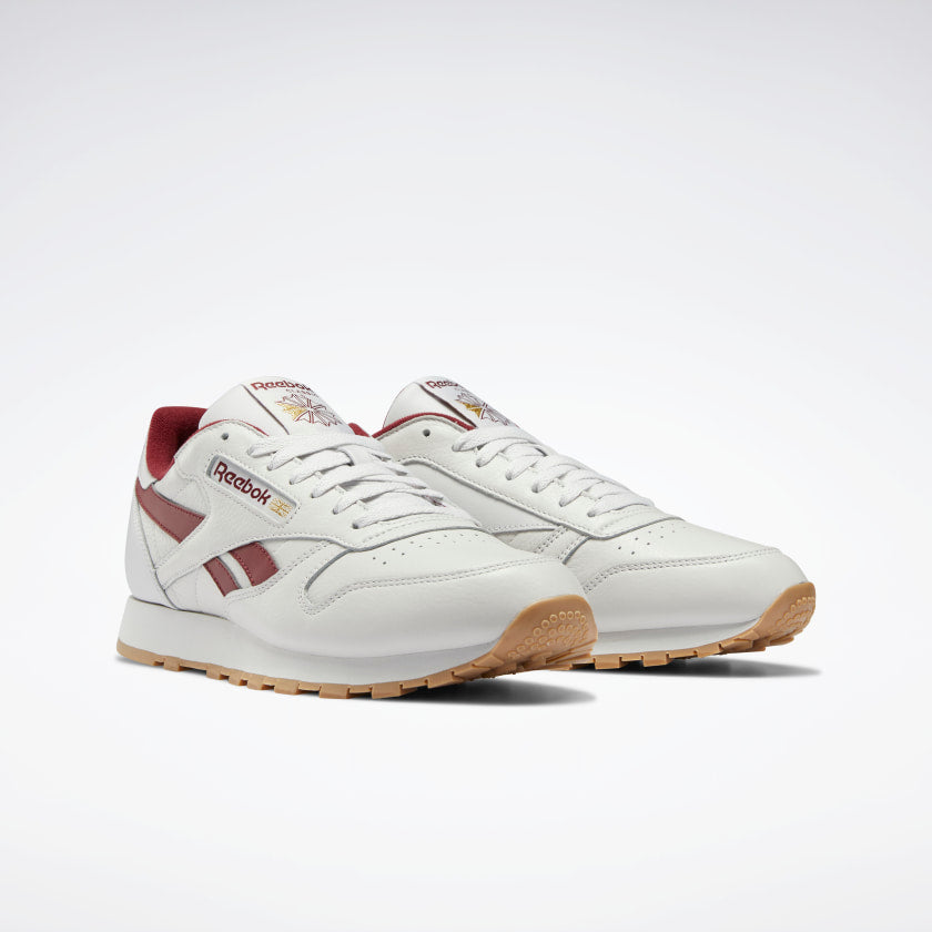 Reebok CL Leather Porcelain / Merlot / Reebok Rubber Gum-04 - Stencil