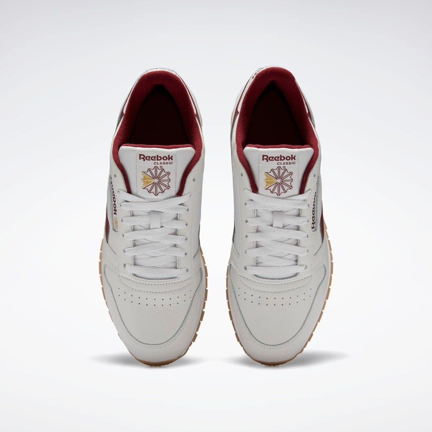 Reebok CL Leather Porcelain / Merlot / Reebok Rubber Gum-04 - Stencil