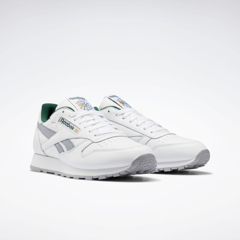 Reebok CL Leather White / Cool Shadow / Utility Green - Stencil