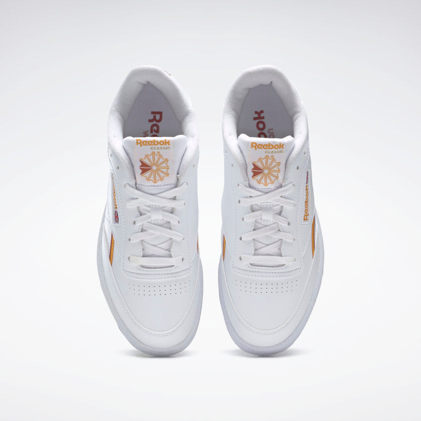 Reebok Club C 85 Vegan White/Collegiate Gold/Baked Earth - Stencil
