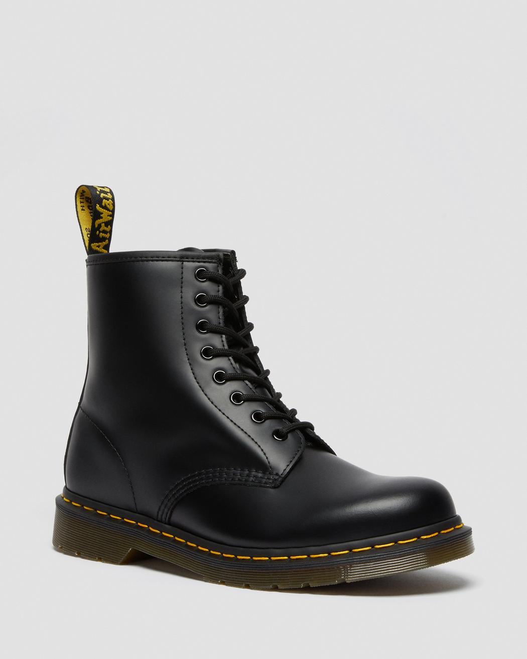 Dr Martens 1460 Smooth Leather Lace Up Boot Black - Stencil