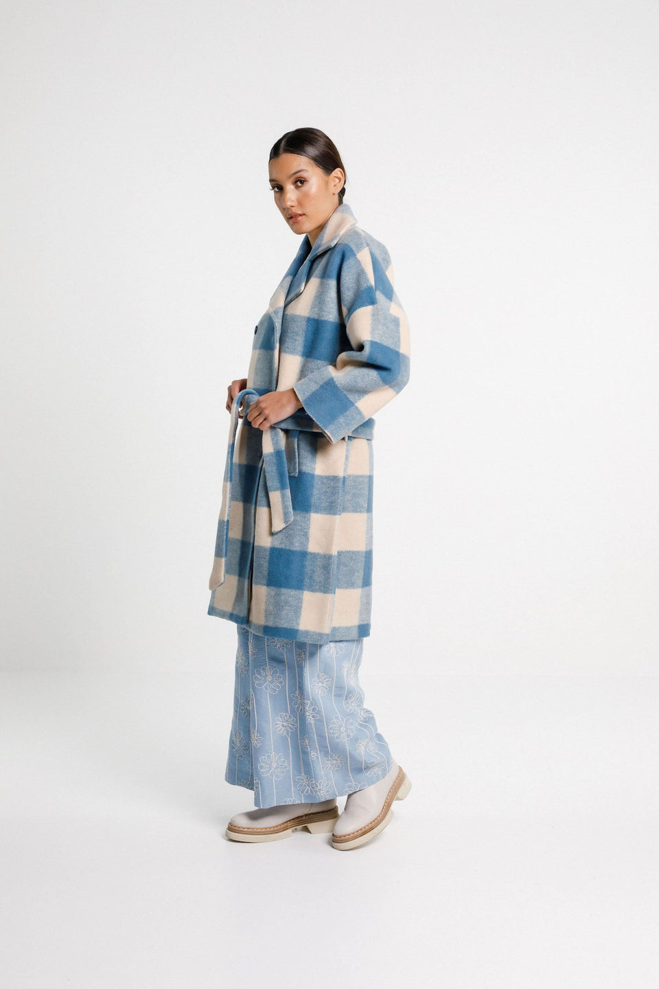 Thing Thing Dixie Coat Soft Blue Check