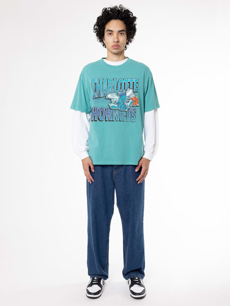 Mitchell & Ness Incline Stack Tee Hornets - Faded Aqua