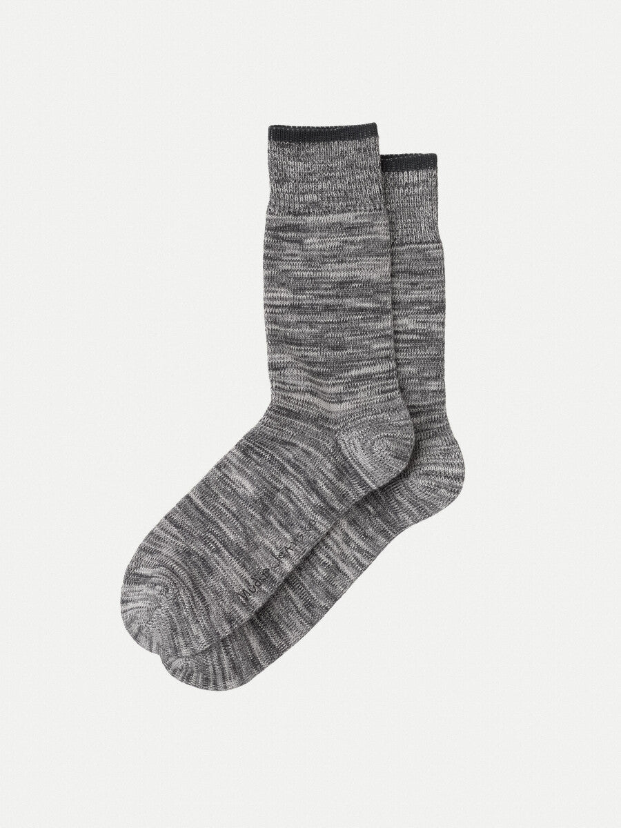 Nudie Rasmusson Multi Yarn Socks Dark Grey - Stencil
