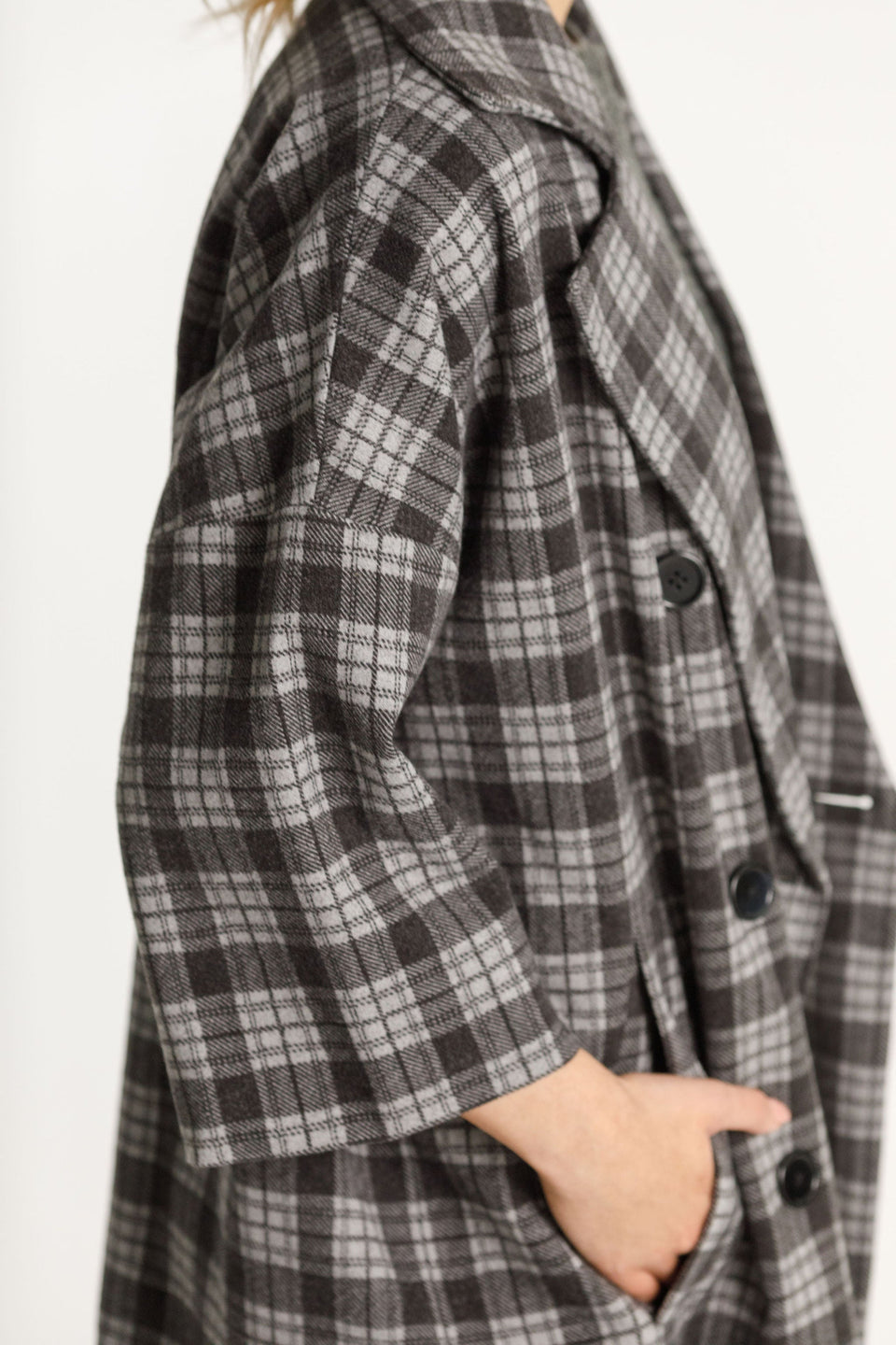 Thing Thing Trixie Coat Charcoal Plaid