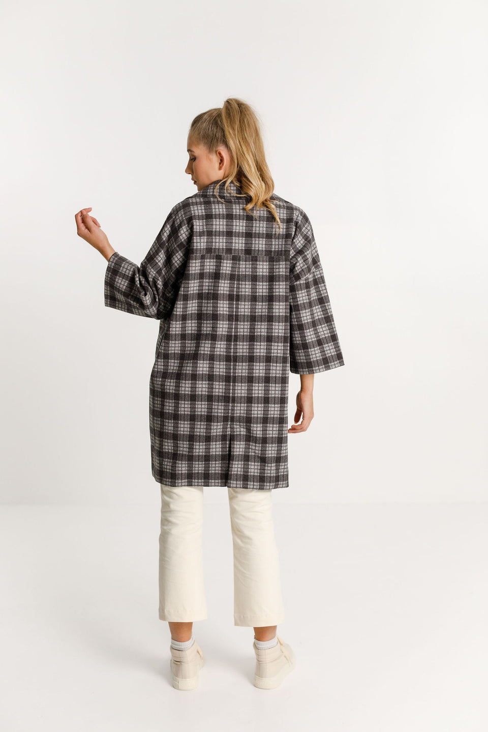 Thing Thing Trixie Coat Charcoal Plaid